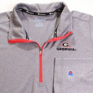 Champion Georgia Bulldogs Gray Quarter Zip Pullover Mens Large Heathered L